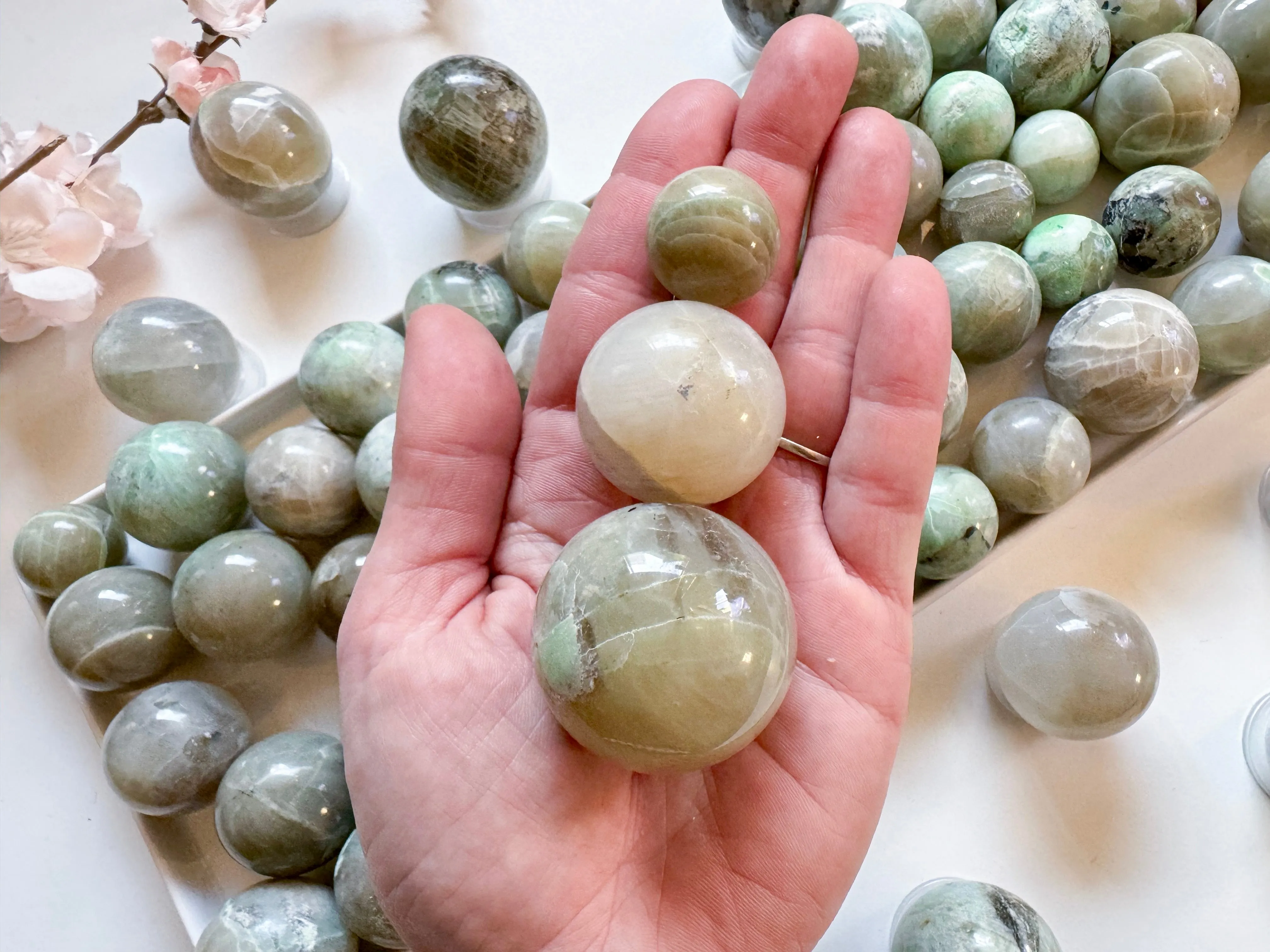 Garnierite Green Moonstone Sphere || Mini