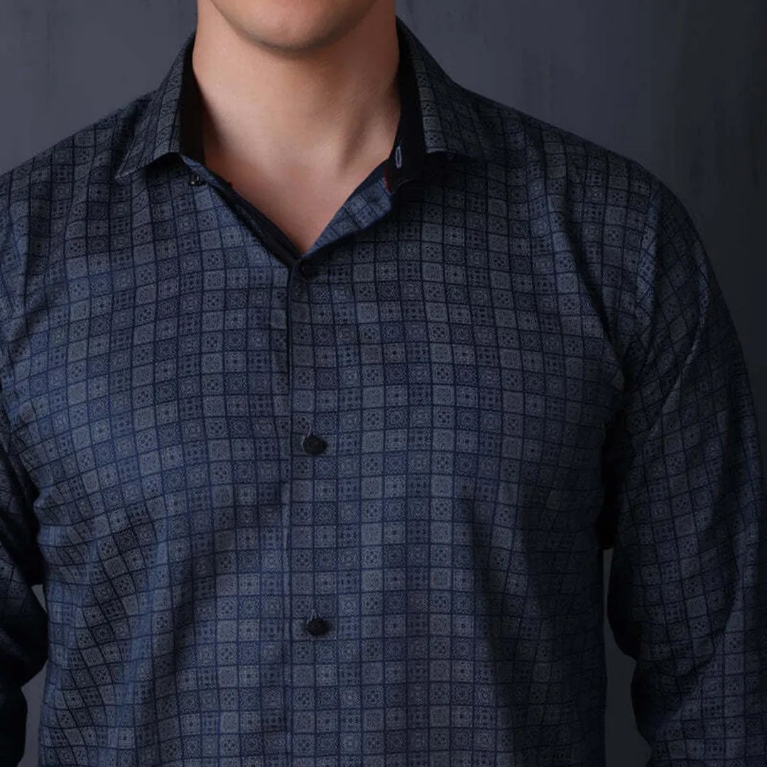 Geometrical Print Casual Shirt Blue Color