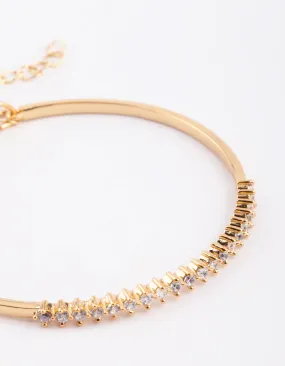 Gold Plated Baguette Bangle with Cubic Zirconia