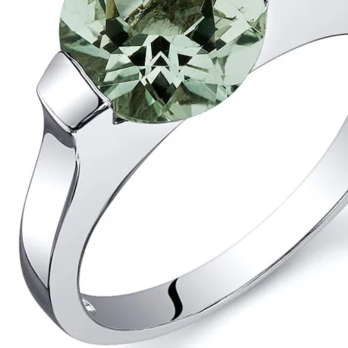 Green Amethyst Round Cut Sterling Silver Ring Size 9