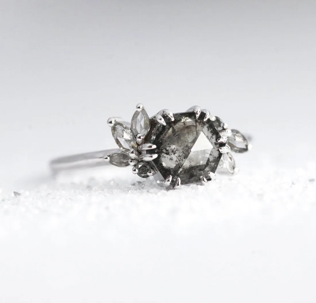 Hexagon Salt & Pepper DiamondRing