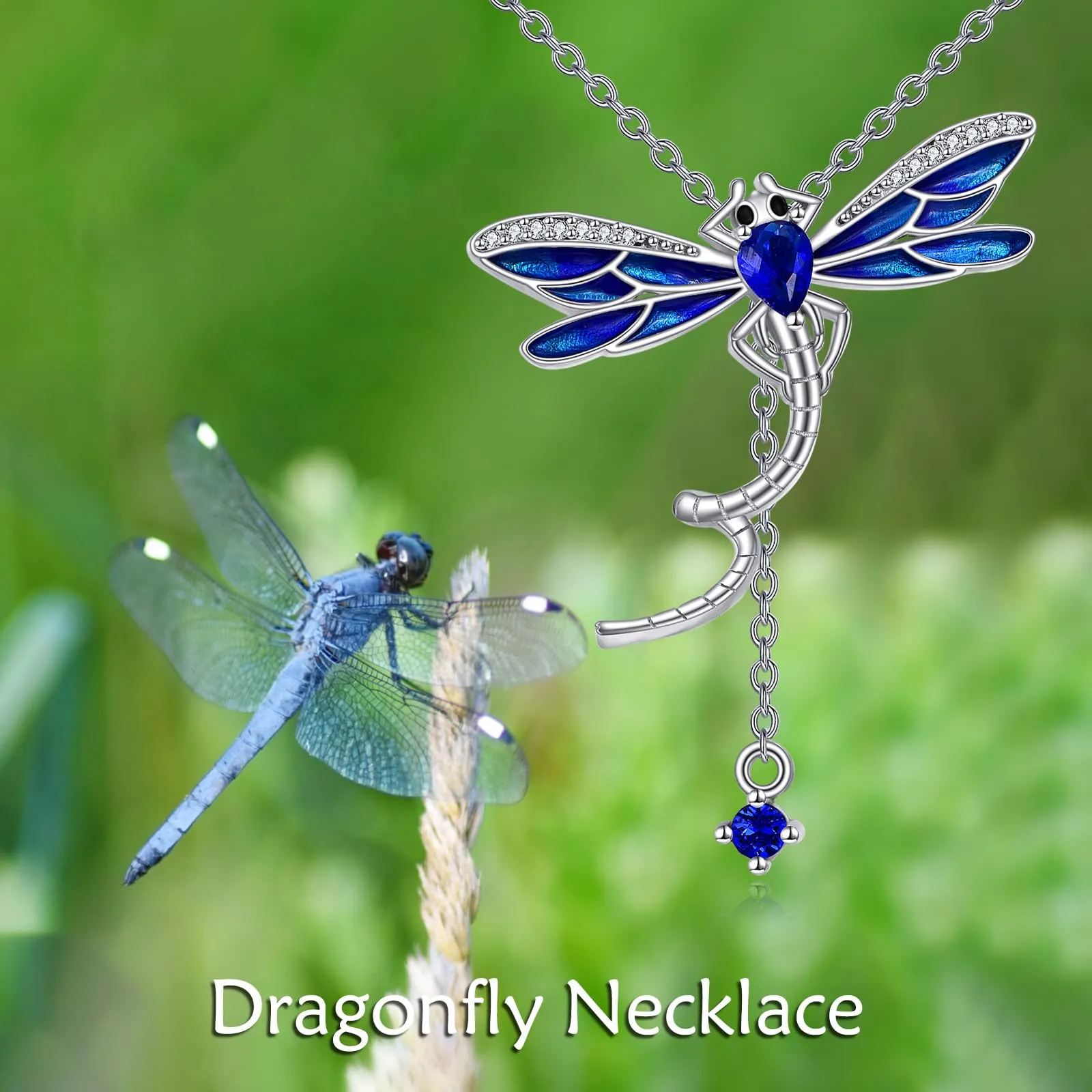 Hummingbird/Dragonfly Y Necklace Sterling Silver Adjustable Lariat Animal Necklace Jewelry Gifts for Women Girls