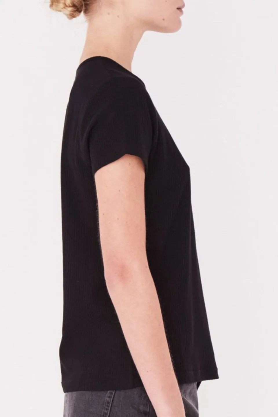 Ida SS Black Rib Slim Fit Tee