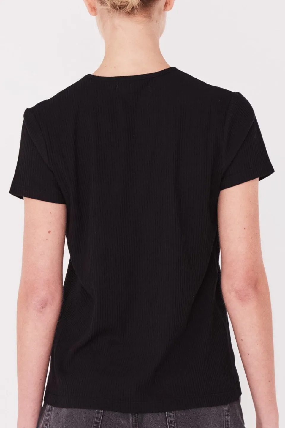 Ida SS Black Rib Slim Fit Tee