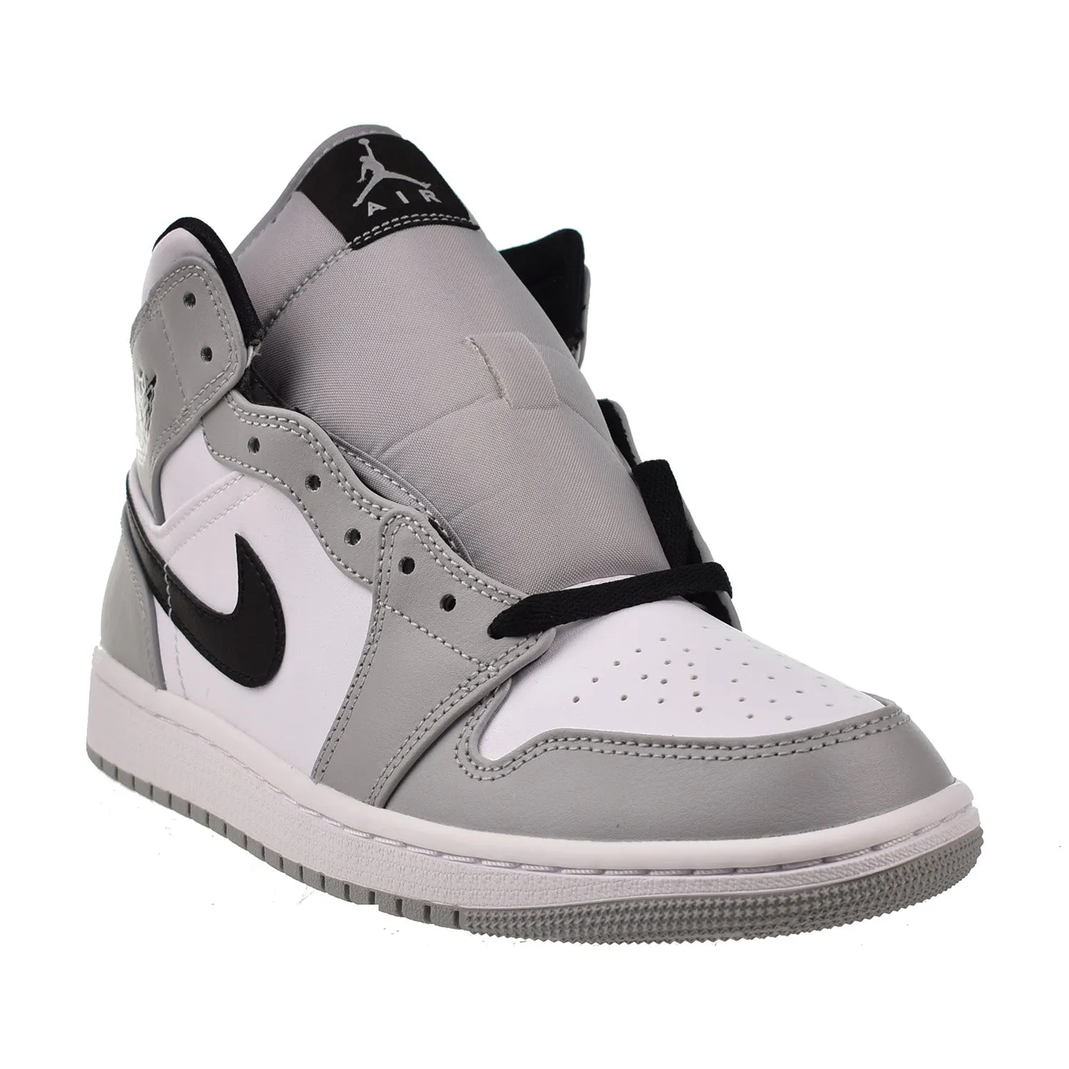 Jordan 1 Mid Men's Shoes Light Smoke Grey-White-Black