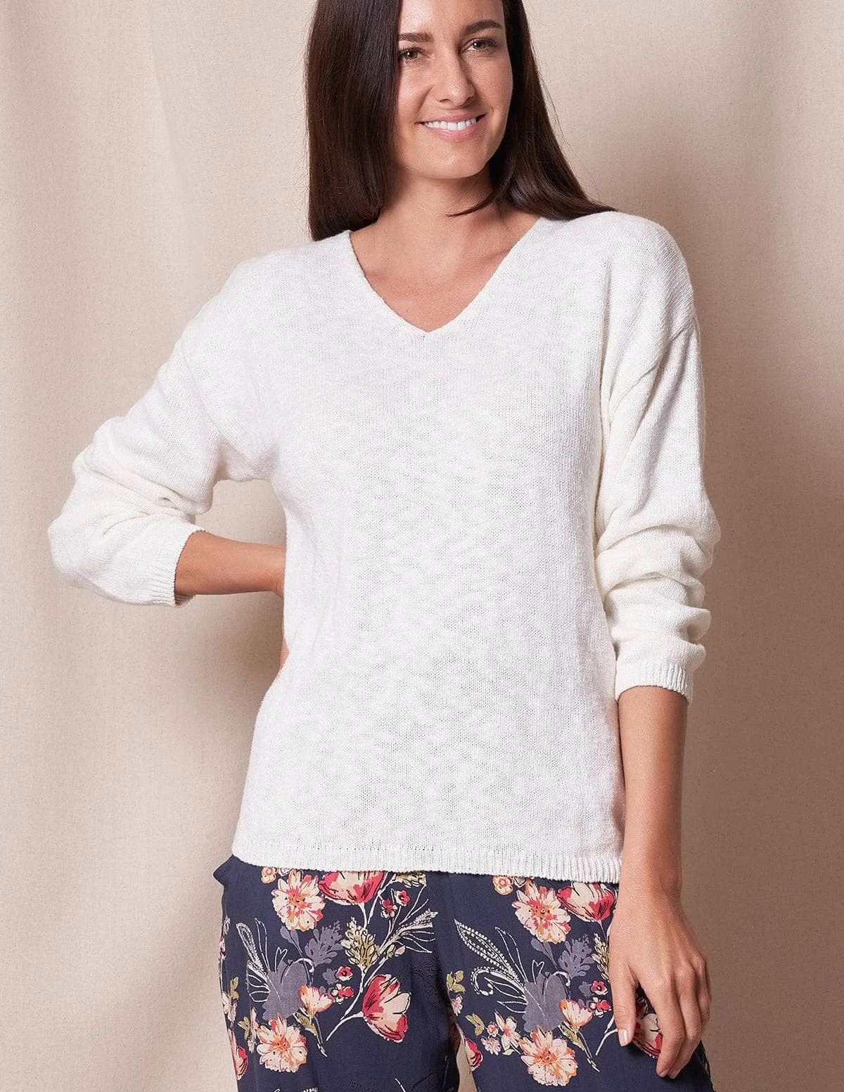 Julia All Cotton V-Neck Sweater