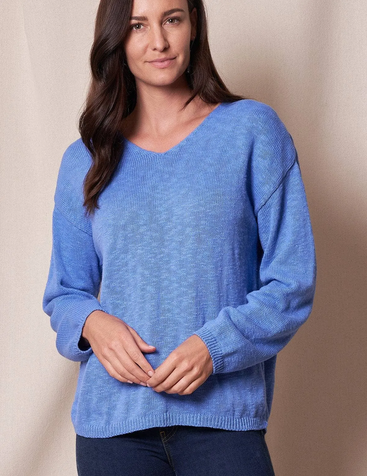 Julia All Cotton V-Neck Sweater