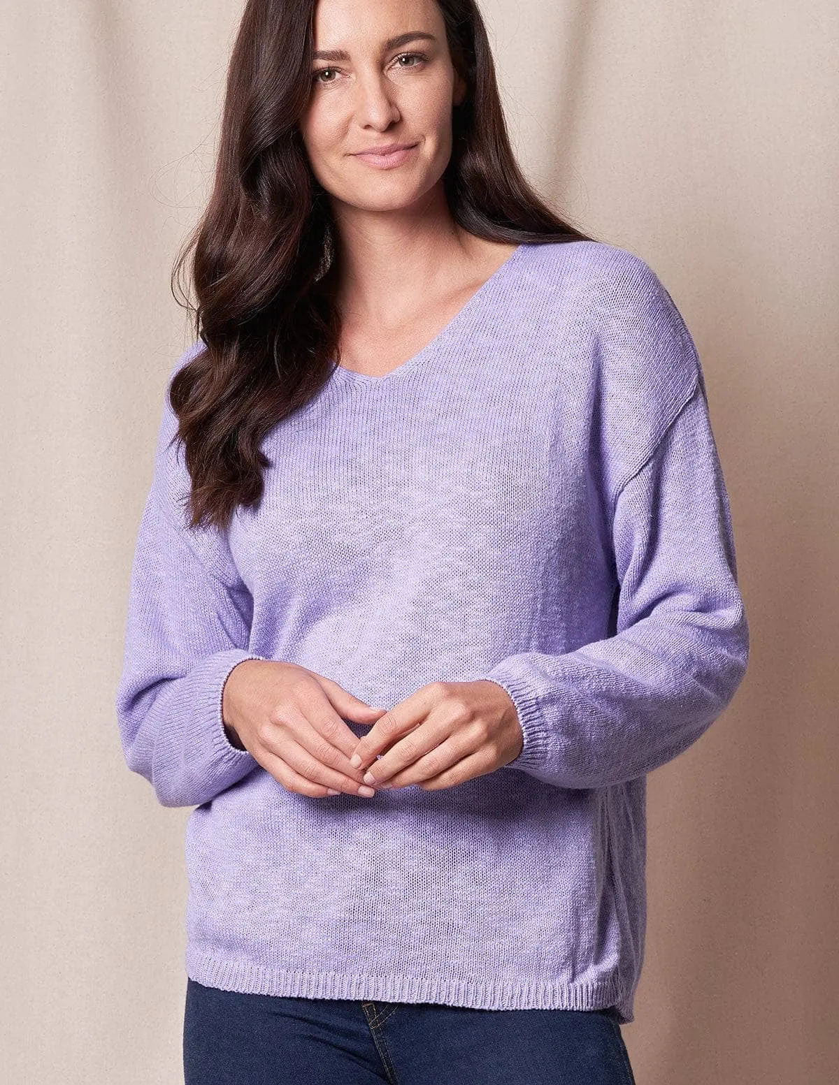 Julia All Cotton V-Neck Sweater