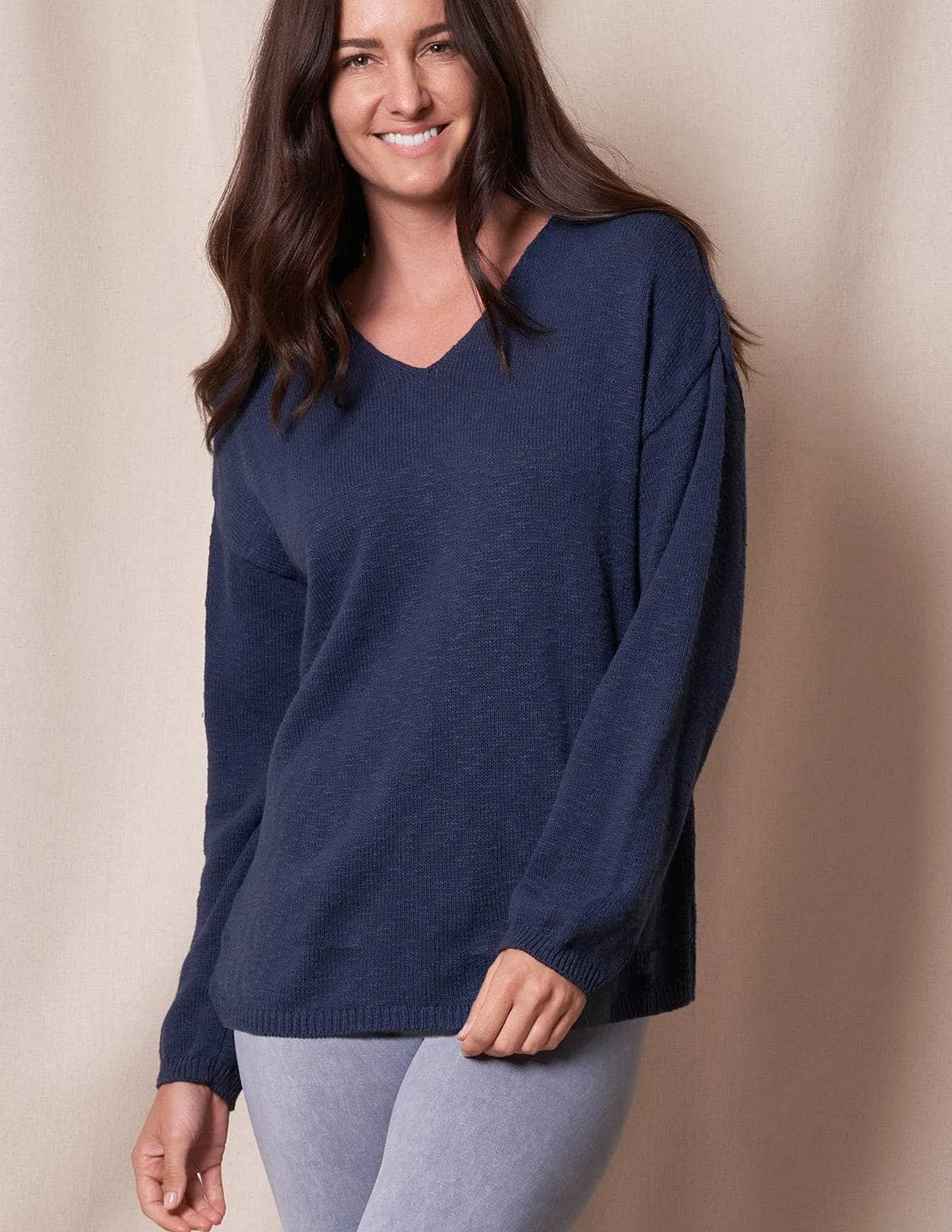 Julia All Cotton V-Neck Sweater