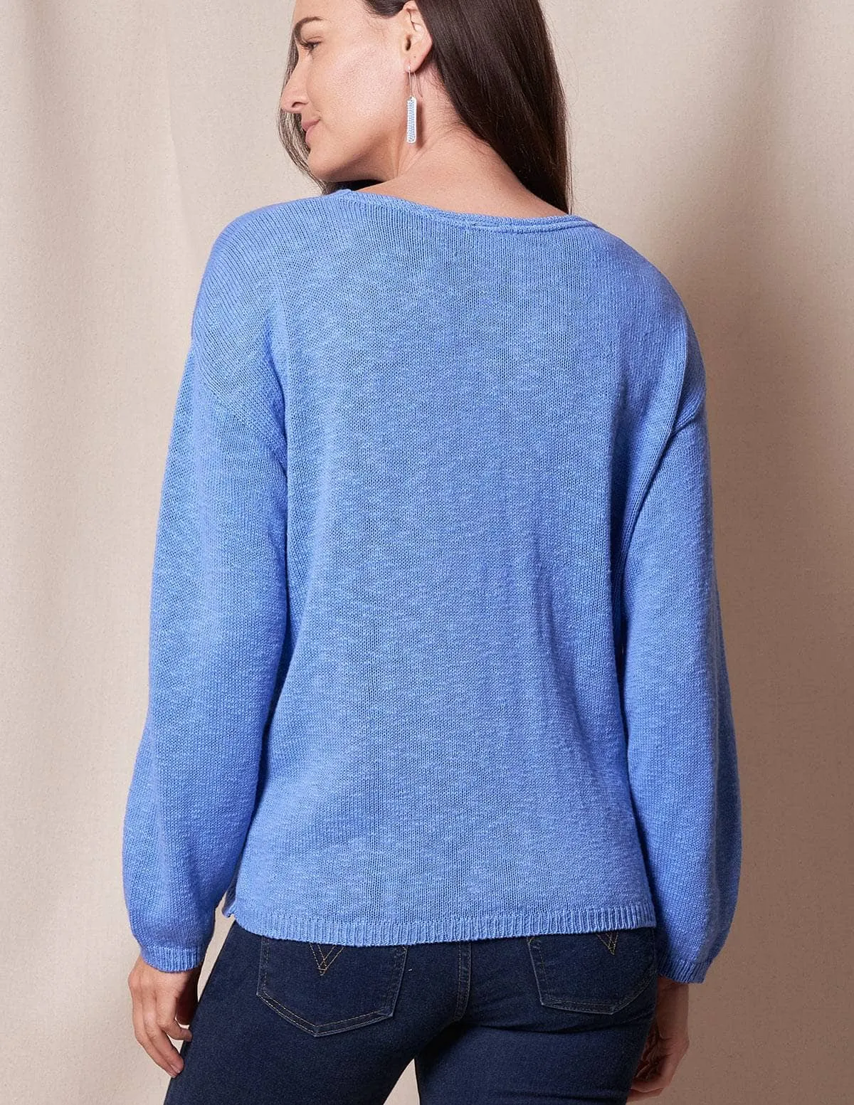 Julia All Cotton V-Neck Sweater