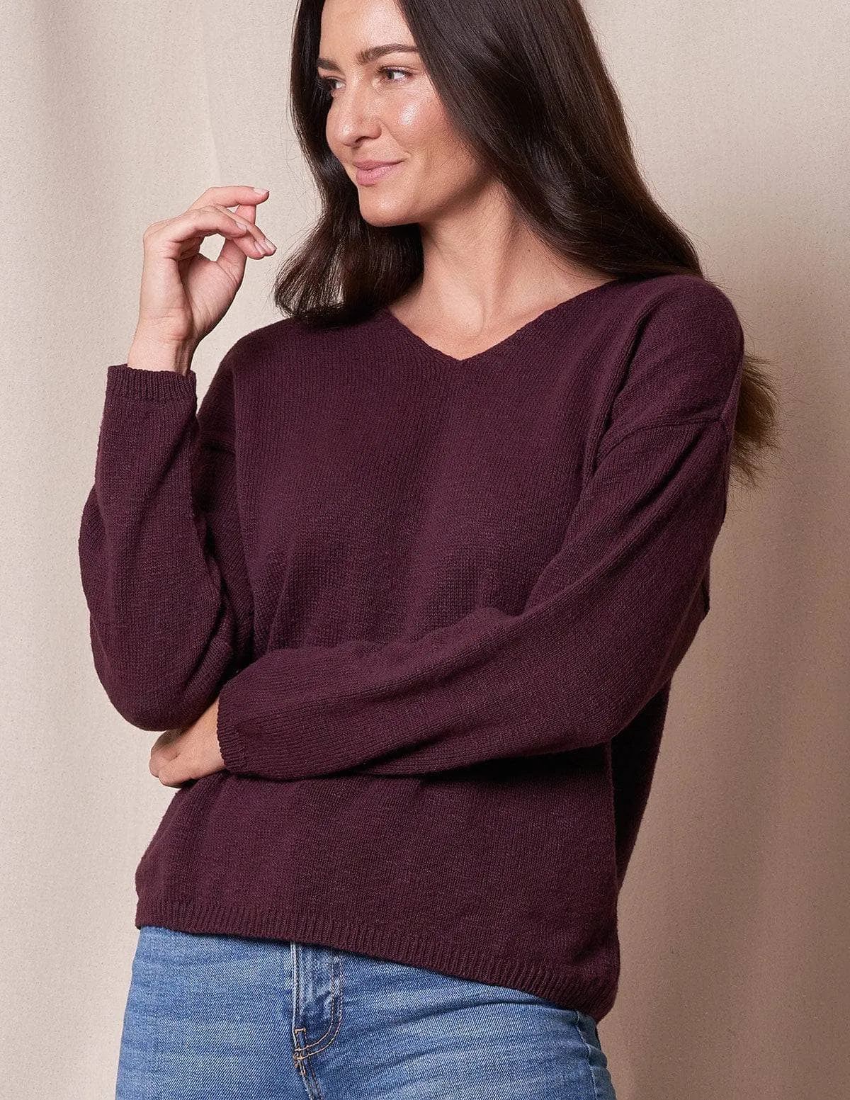 Julia All Cotton V-Neck Sweater