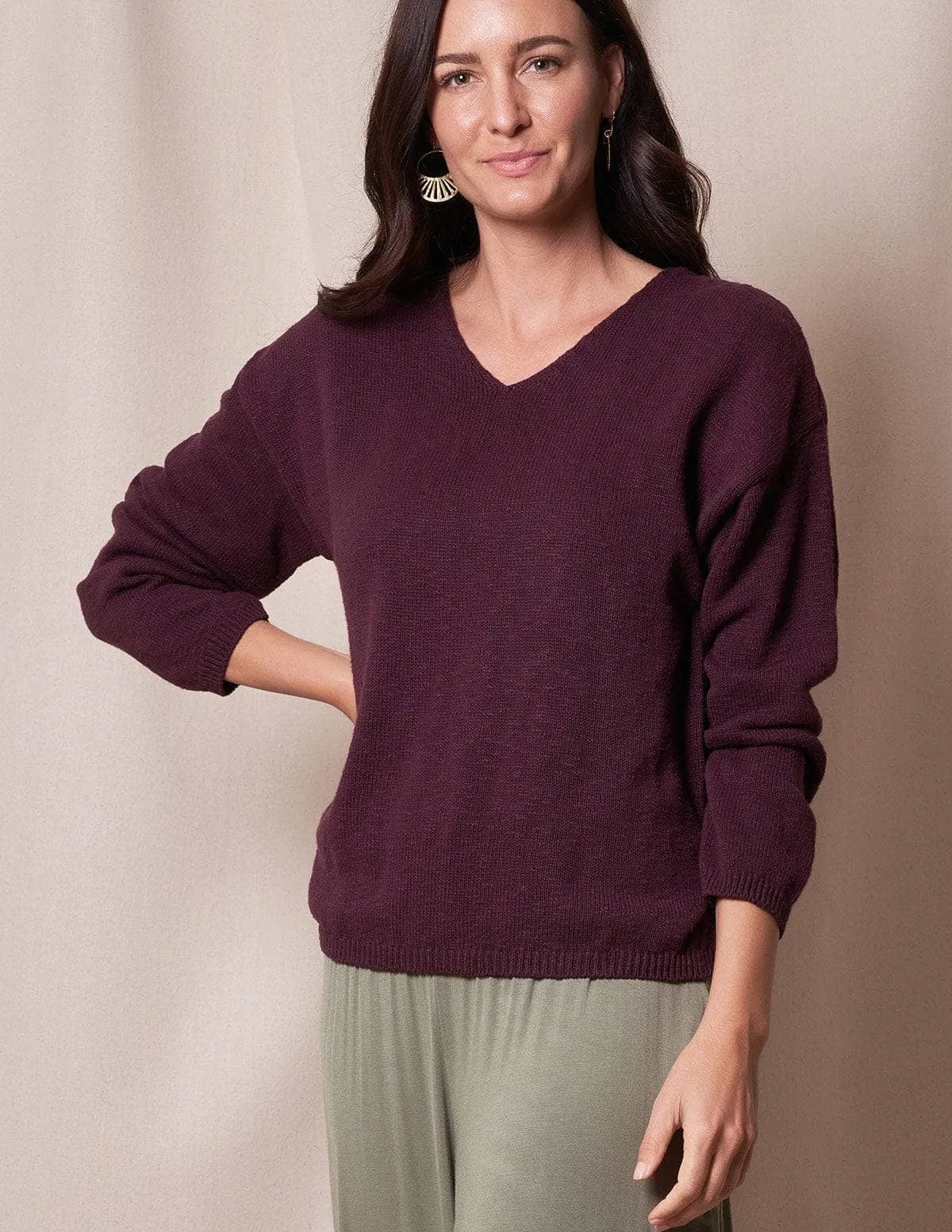 Julia All Cotton V-Neck Sweater