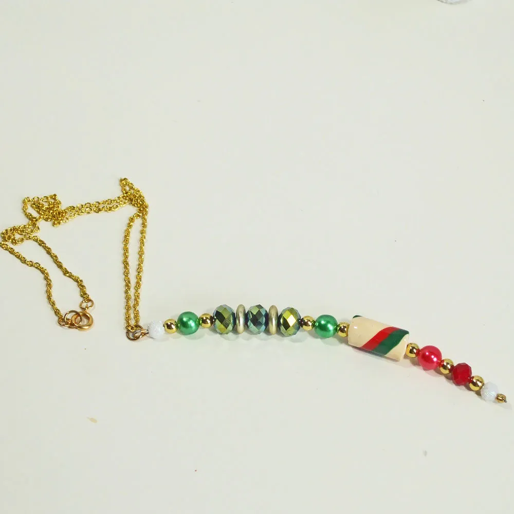 Kaisa, Christmas, Red Green White, Candy Cane, Pendant, Necklace