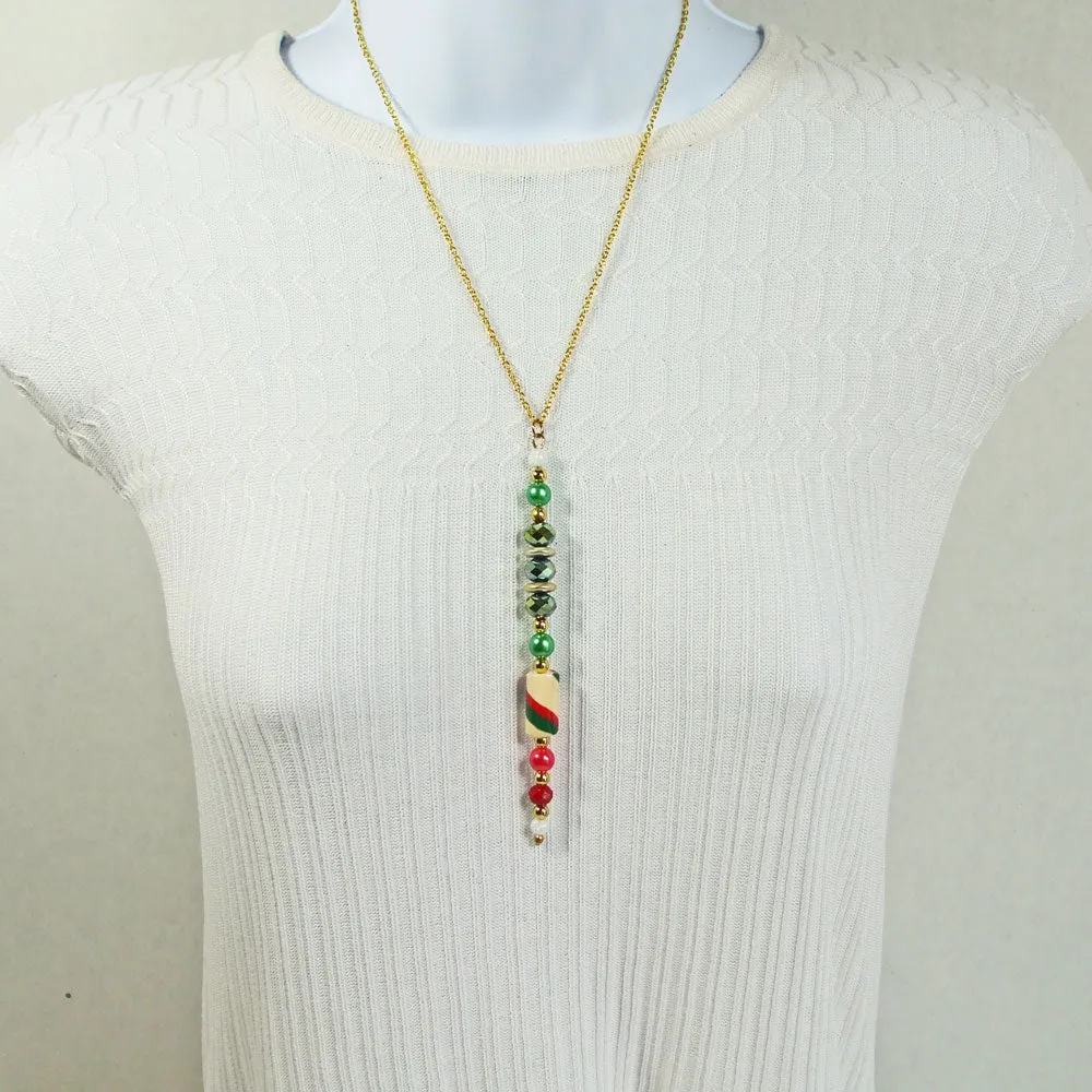 Kaisa, Christmas, Red Green White, Candy Cane, Pendant, Necklace