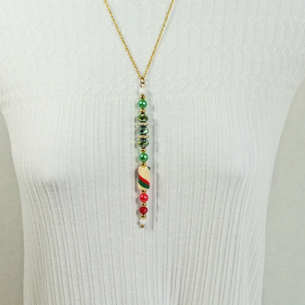 Kaisa, Christmas, Red Green White, Candy Cane, Pendant, Necklace