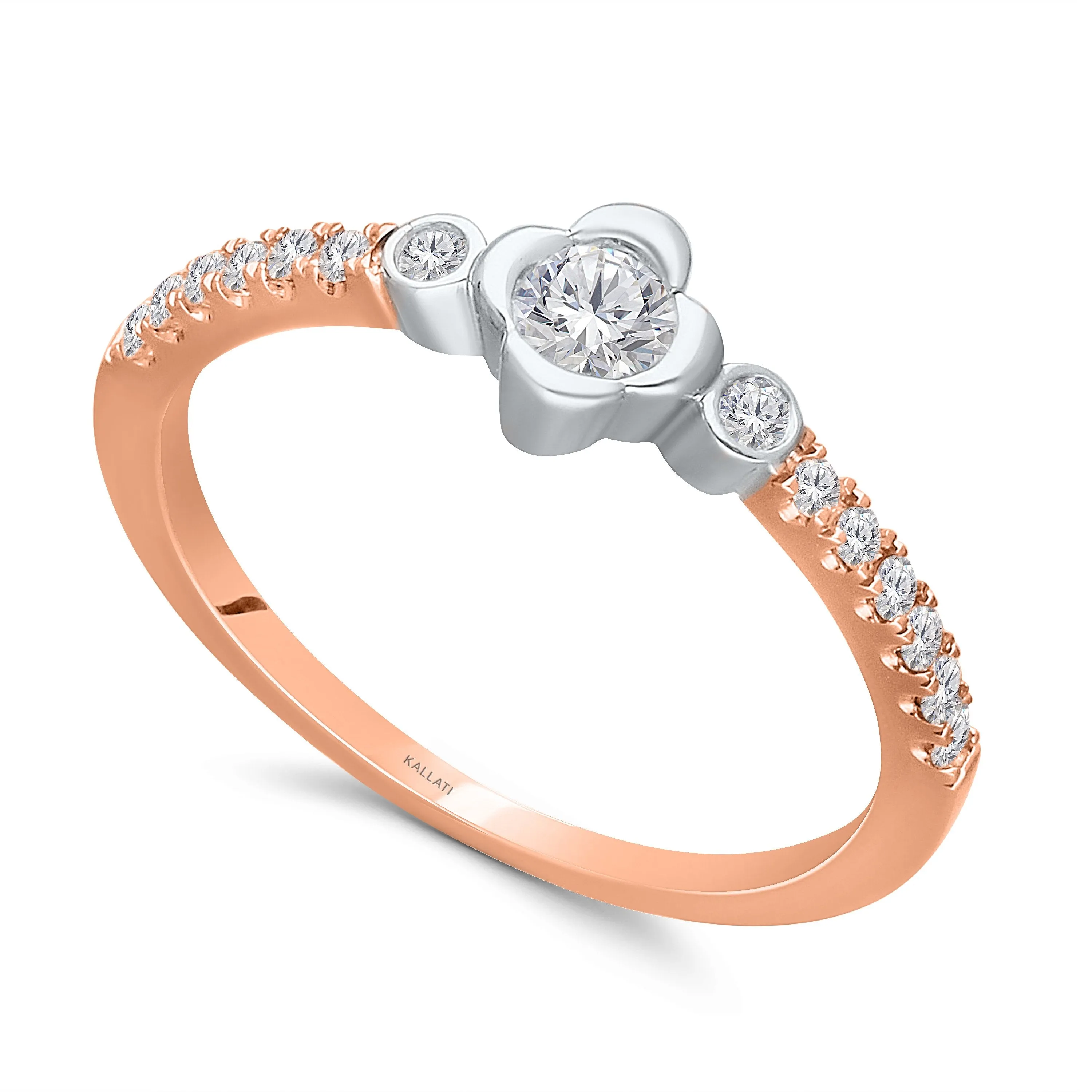 Kallati Eternal Diamond Engagement Ring in 14K Two-Tone Gold