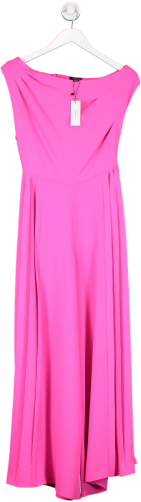 Karen Millen Pink Petite Soft Tailored Off Shoulder Pleat Detail Jumpsuit UK 8