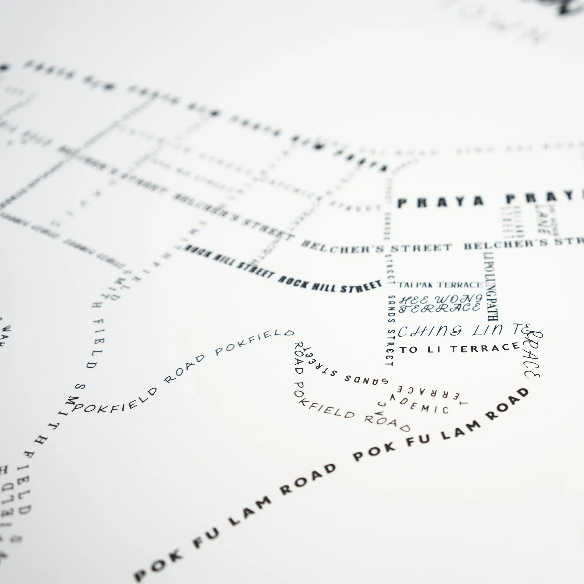 Kennedy Town Typographical Map (Multiple Colors)