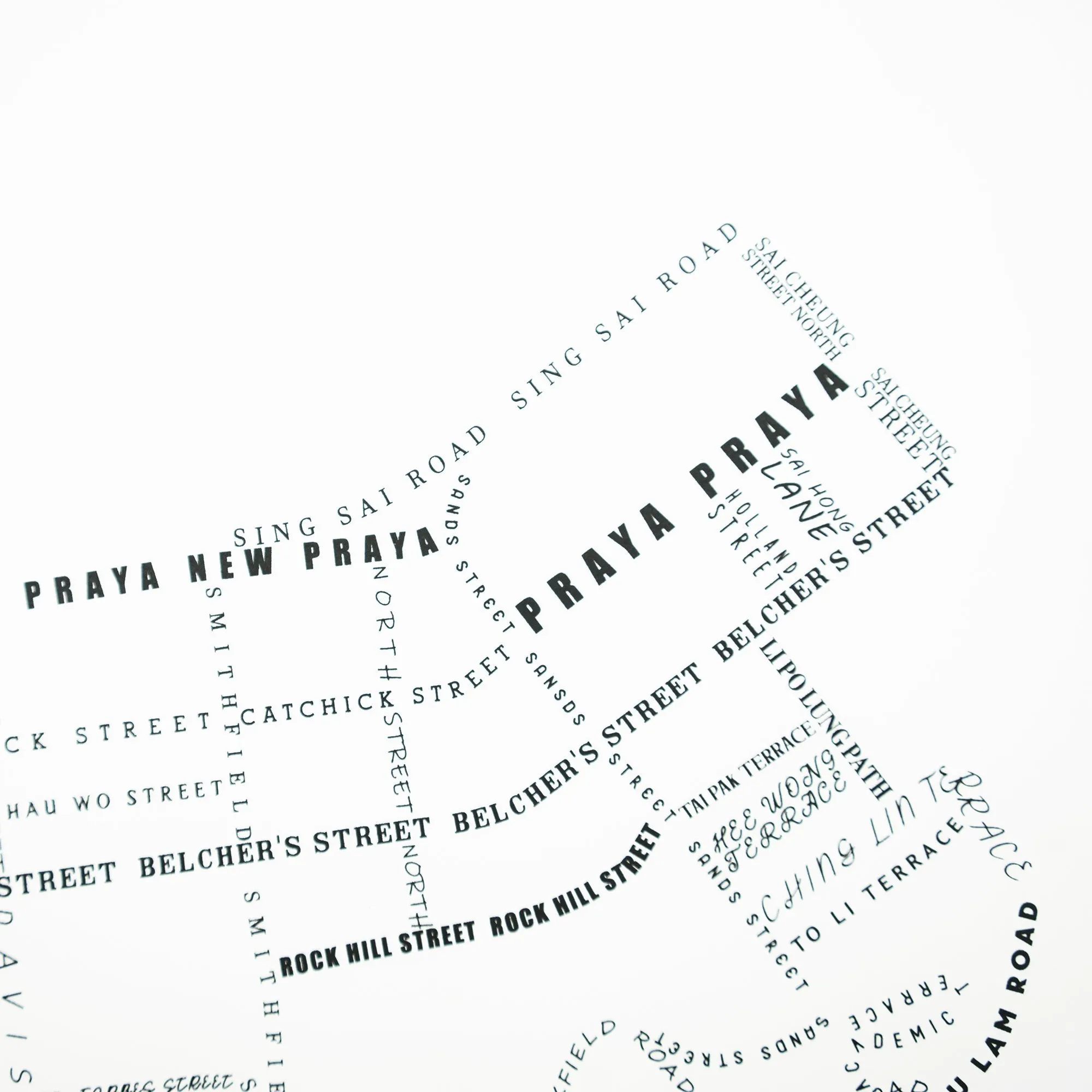 Kennedy Town Typographical Map (Multiple Colors)