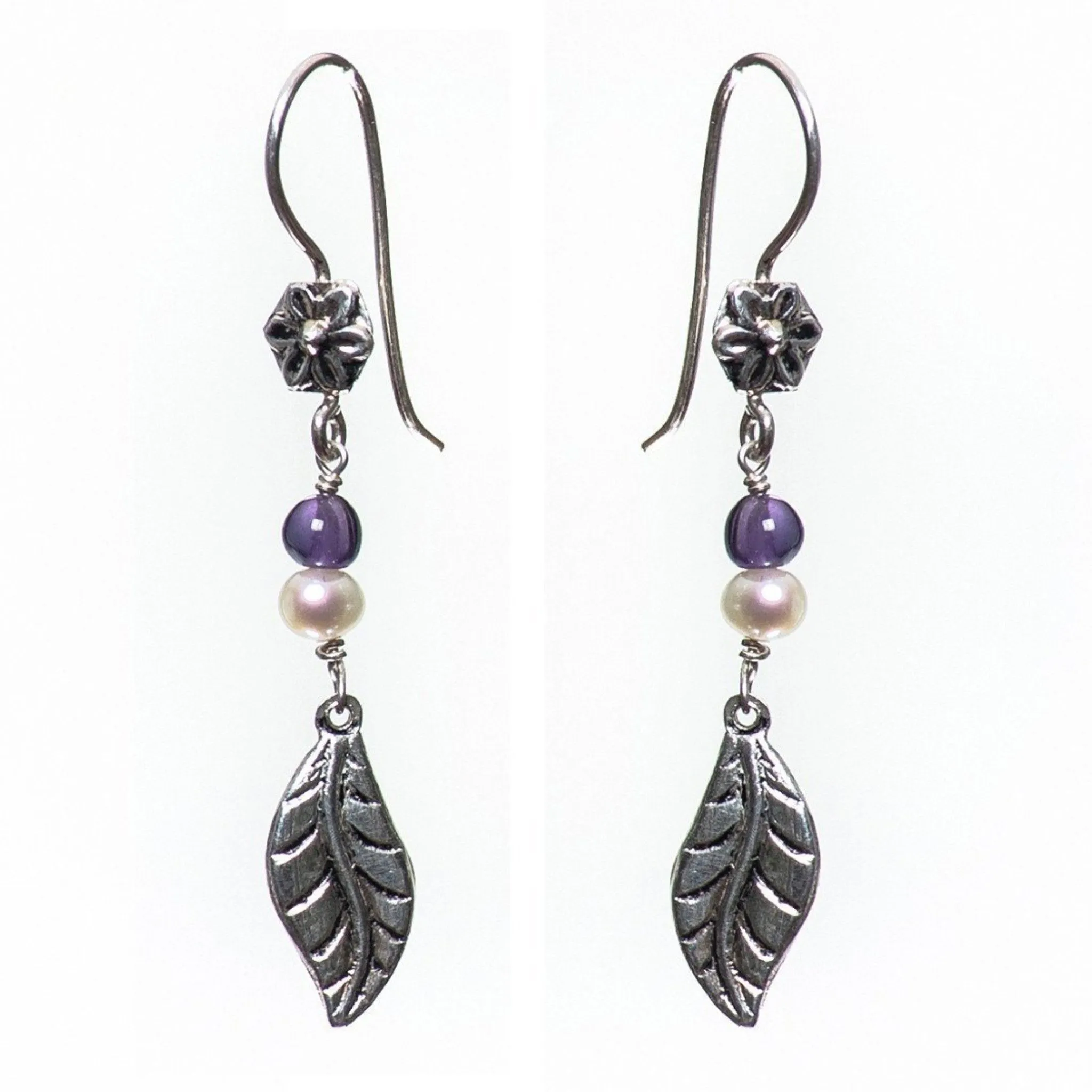 Leaf Drop Silver Earrings