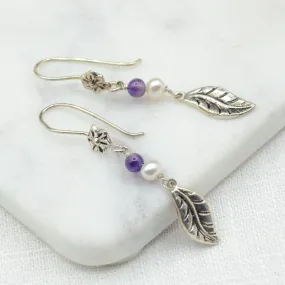 Leaf Drop Silver Earrings