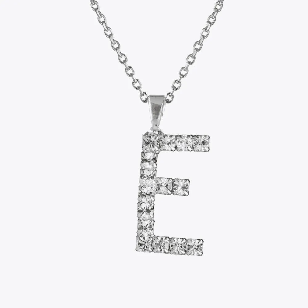 Letter Necklace E / Crystal