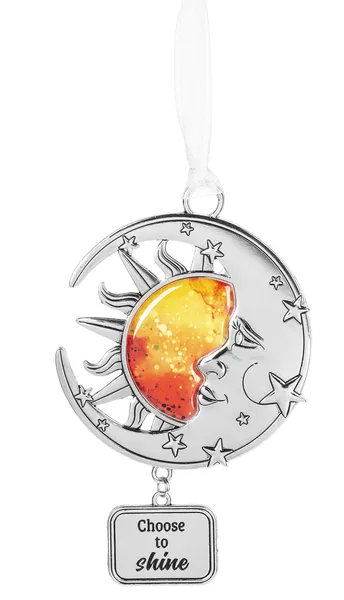 Life Is Beautiful Silver Sun and Moon Ornament - Choose to shine