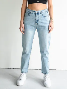 Light Blue Basic Baggy Women Jeans