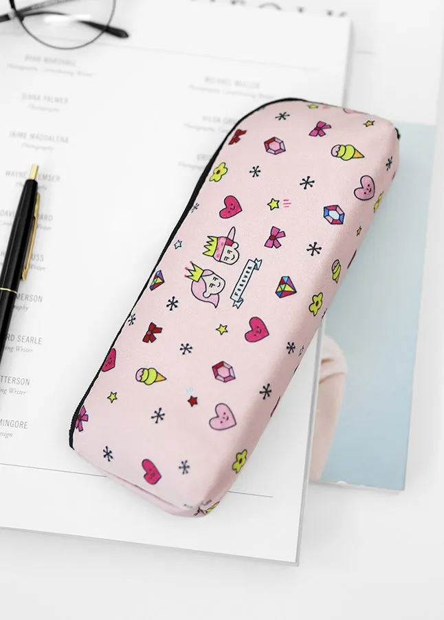 Light Pink Graphic Pencil Cases Stationery Zipper School 19cm Office Cosmetics Pouches Artists Designer Prints Gifts Bags Purses Students Girls Cute Teens