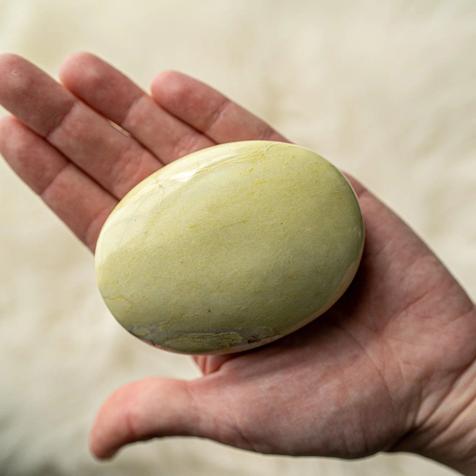 Lime Green Serpentine Pillow Stone~ Ideal Shape for Massage