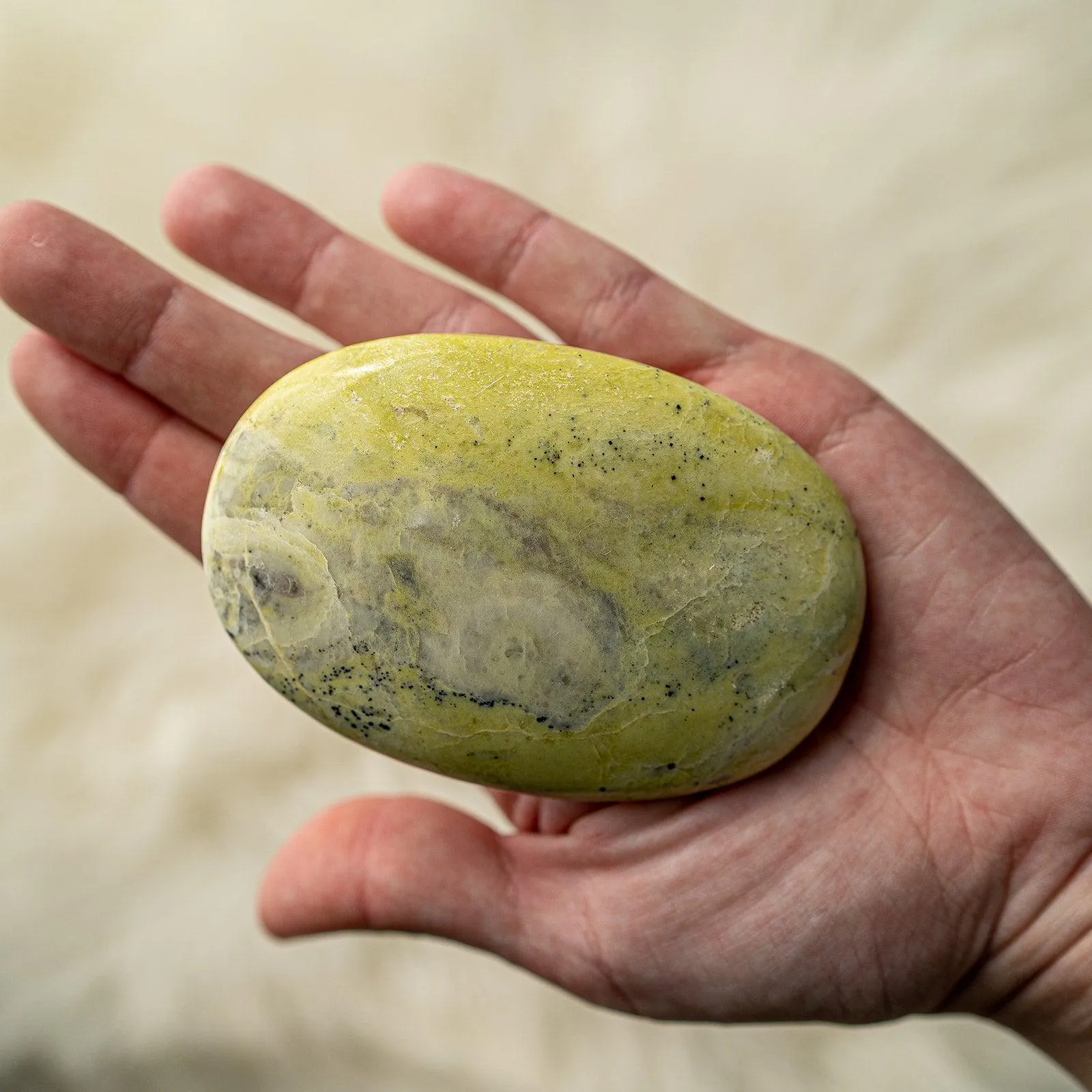 Lime Green Serpentine Pillow Stone~ Ideal Shape for Massage