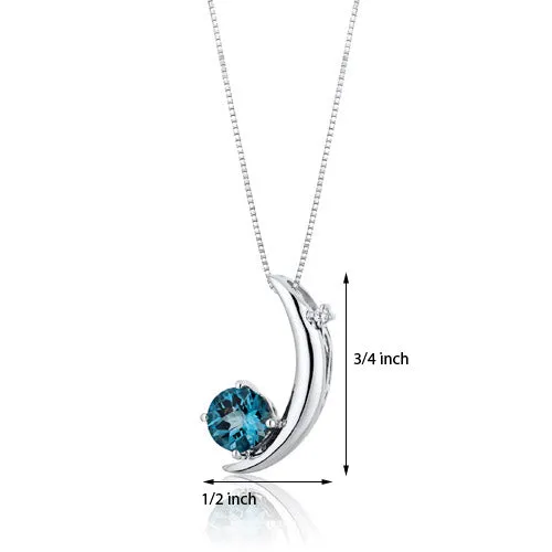 London Blue Topaz Pendant Sterling Silver