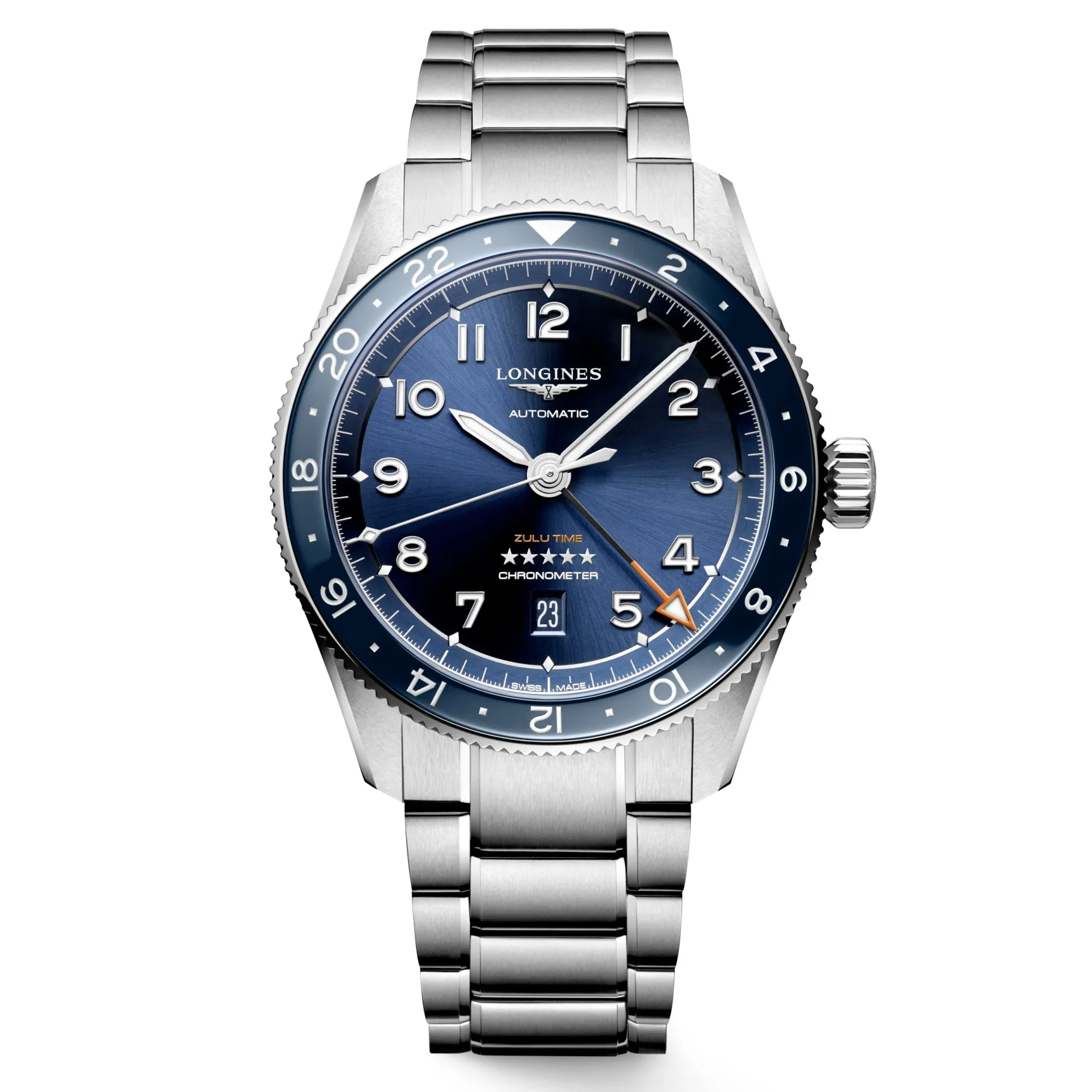 Longines Spirit 42MM Zulu Time GMT Blue Steel Watch L38124936