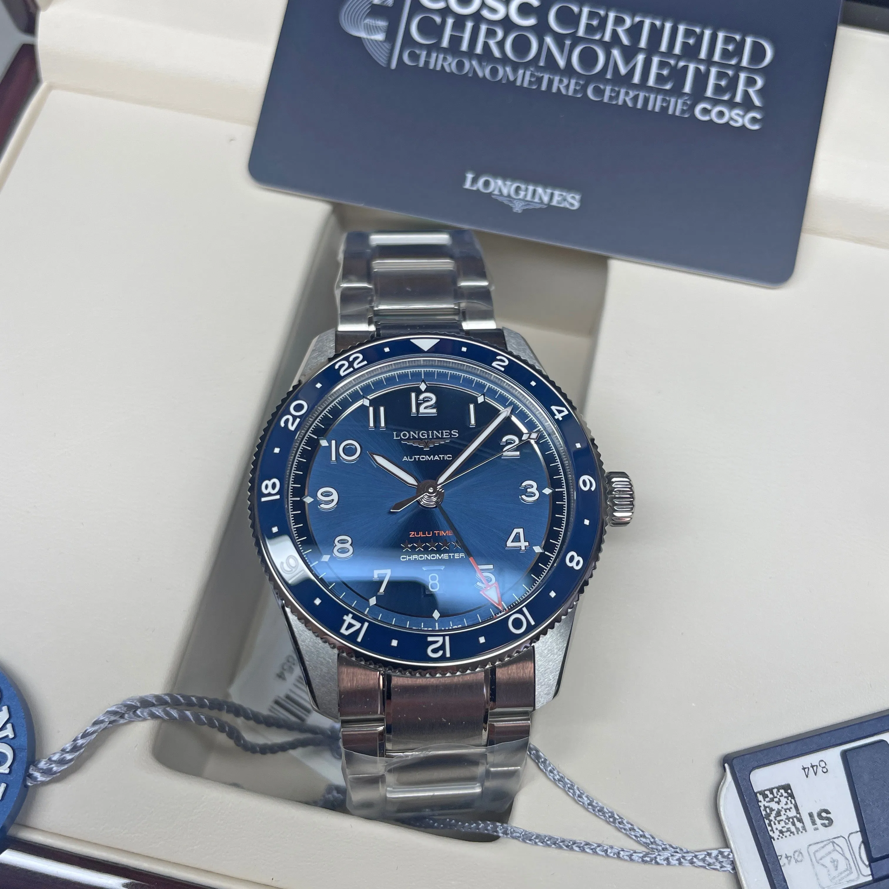 Longines Spirit 42MM Zulu Time GMT Blue Steel Watch L38124936