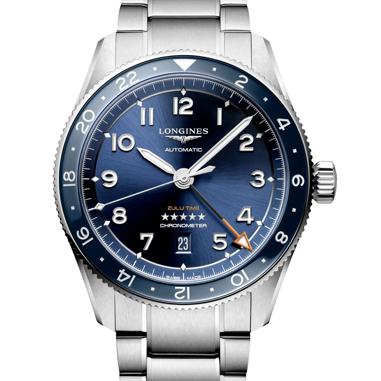 Longines Spirit 42MM Zulu Time GMT Blue Steel Watch L38124936