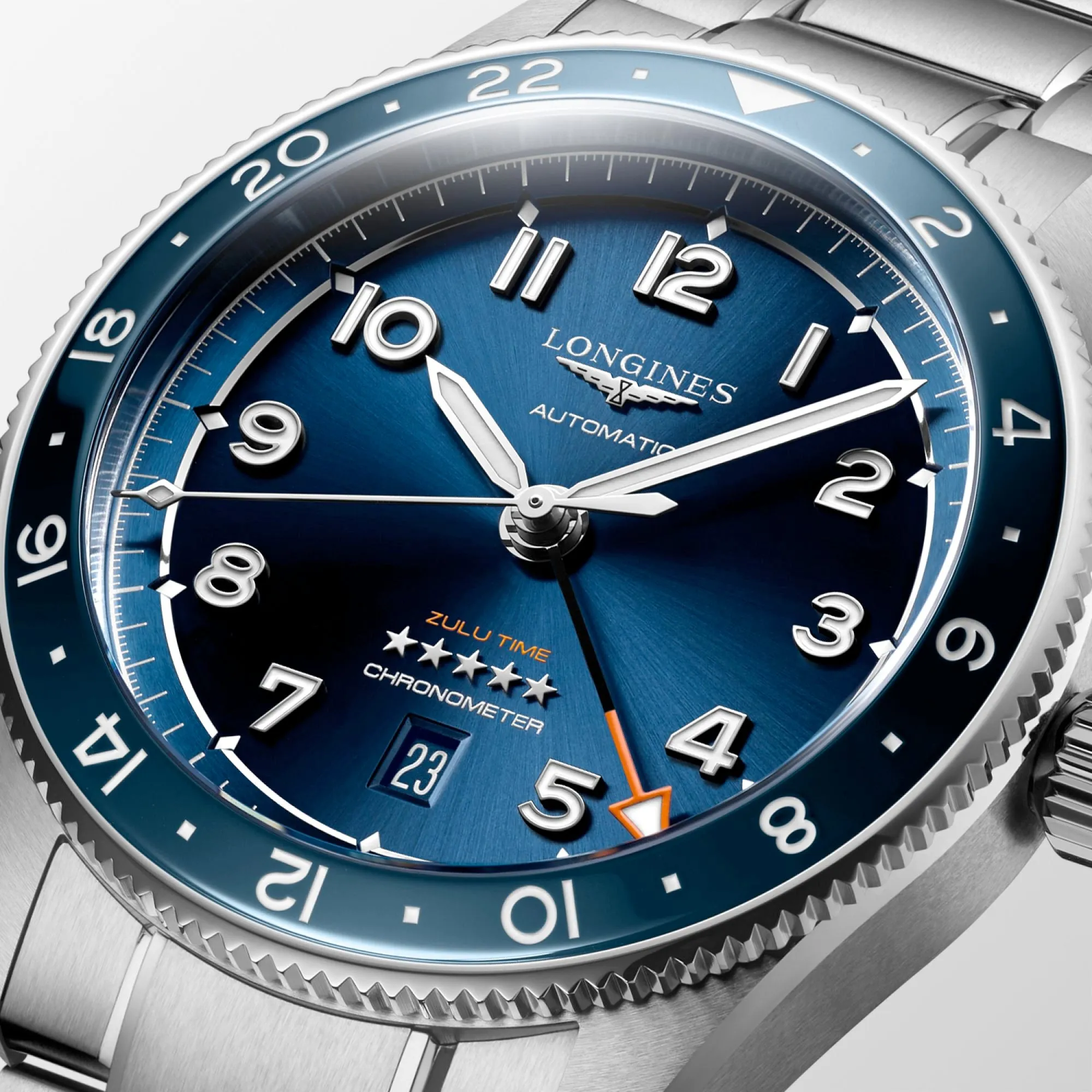 Longines Spirit 42MM Zulu Time GMT Blue Steel Watch L38124936