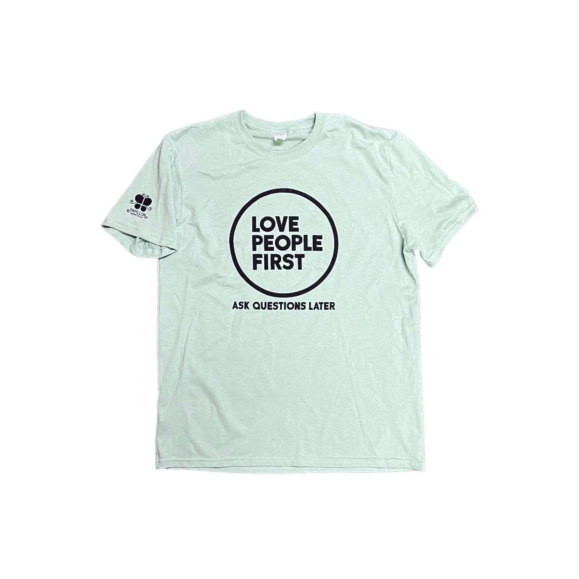 Love People First T-Shirt- Soft Sage