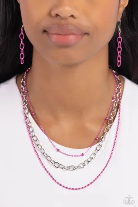 Mardi Gras Mayhem Pink-Necklace