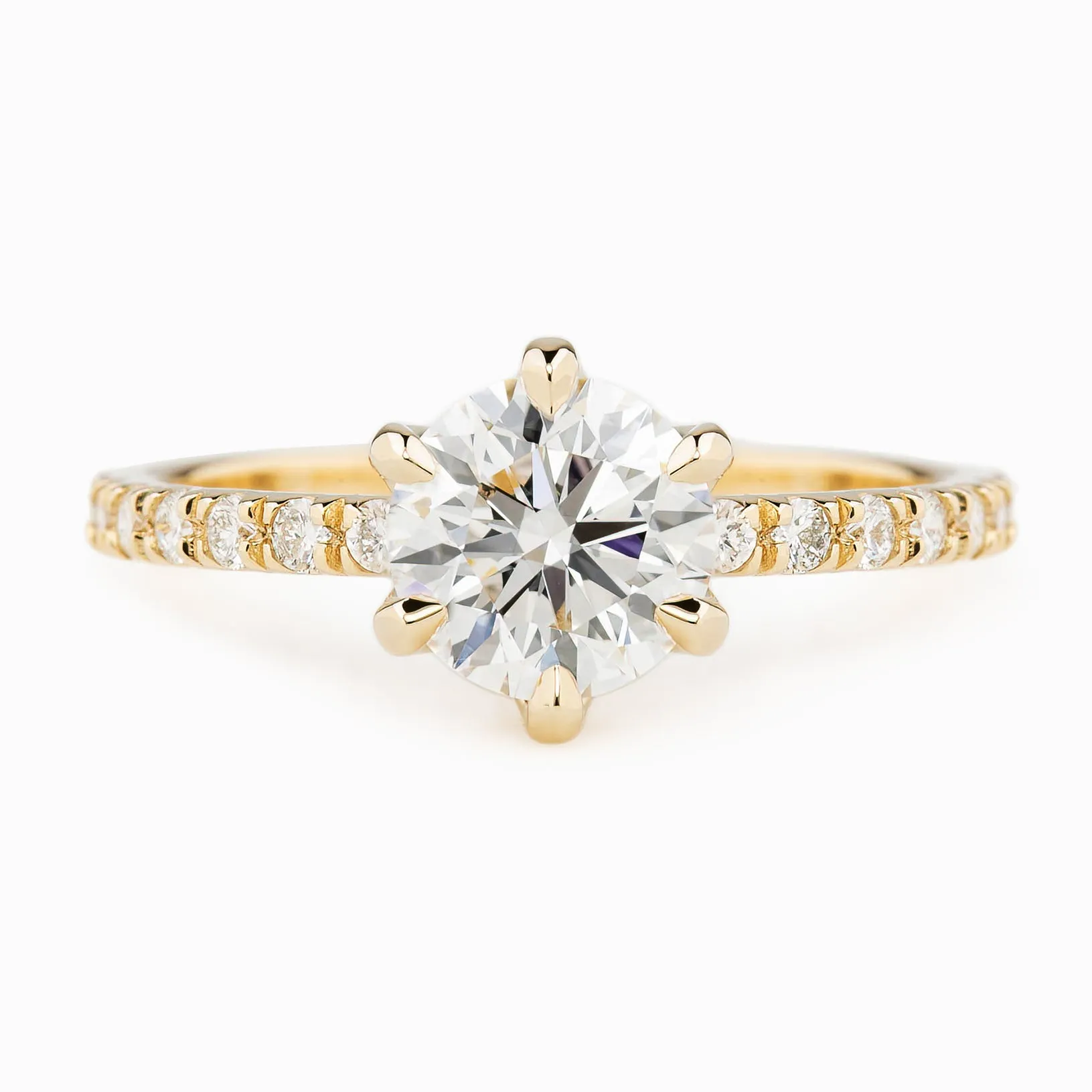 Maria Luxe Ring 1.3ct Round Lab Diamond, 14K Yellow Gold, IGI Certified (One Of A Kind)