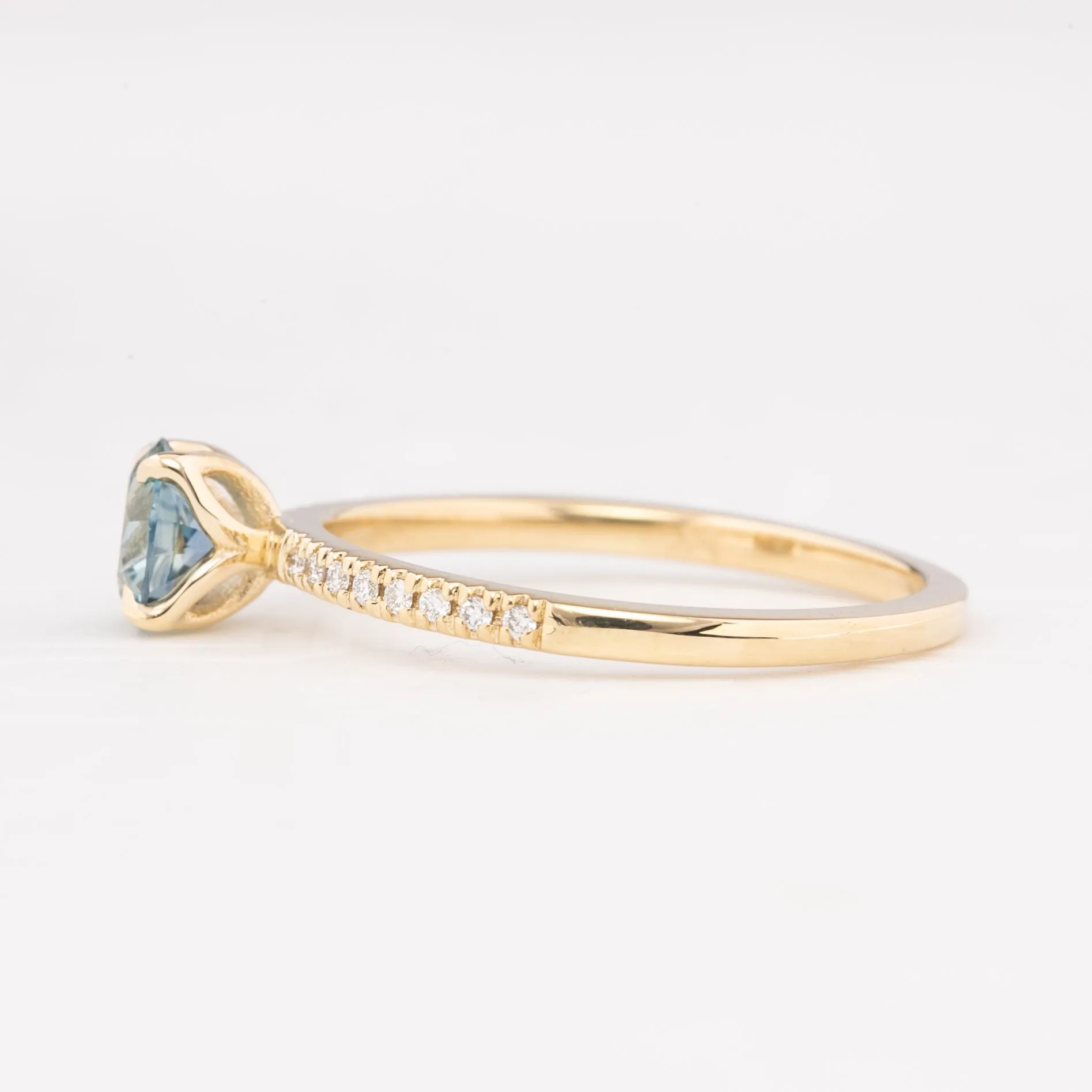 Maria Ring 0.75ct Blue Green Montana Sapphire, 14k Yellow Gold (One of a kind)