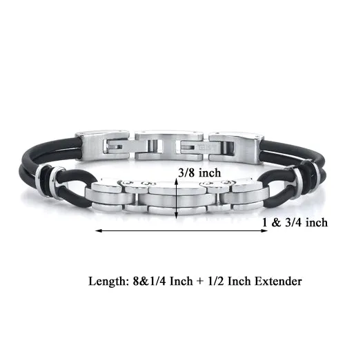 Men's Triple-Bar Link Stainless Steel Bracelet