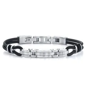 Men's Triple-Bar Link Stainless Steel Bracelet