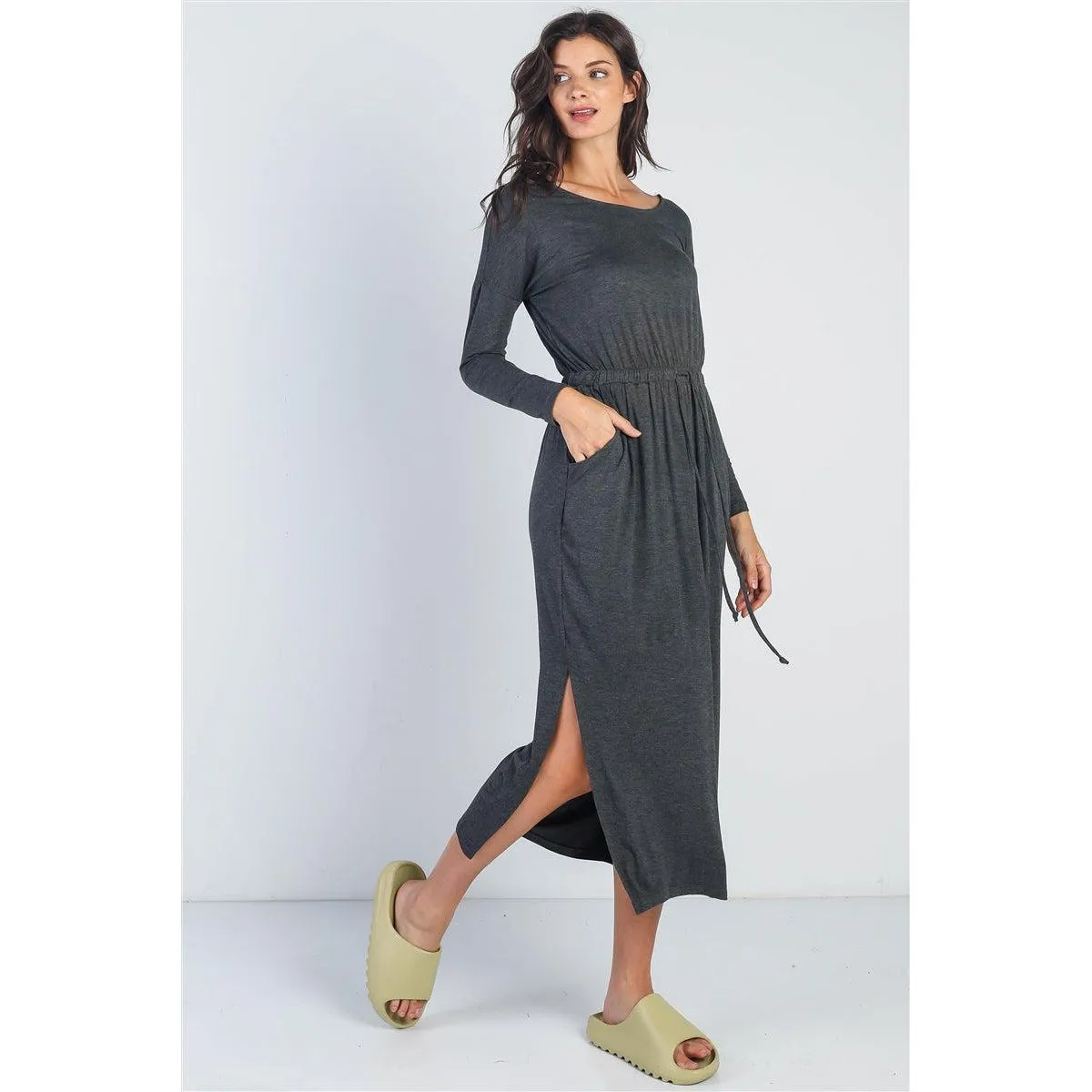 Midi Sleeve Basic Maxi Dress