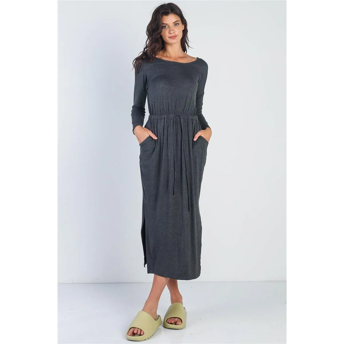 Midi Sleeve Basic Maxi Dress