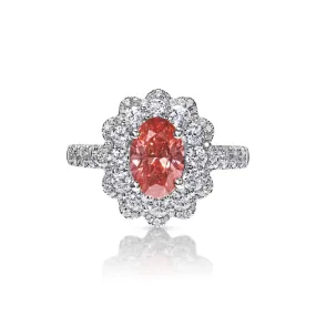 Miley 2 Carat Fancy Vivid Pink VS1 Oval Cut Diamond Engagement Ring in 18k White Gold