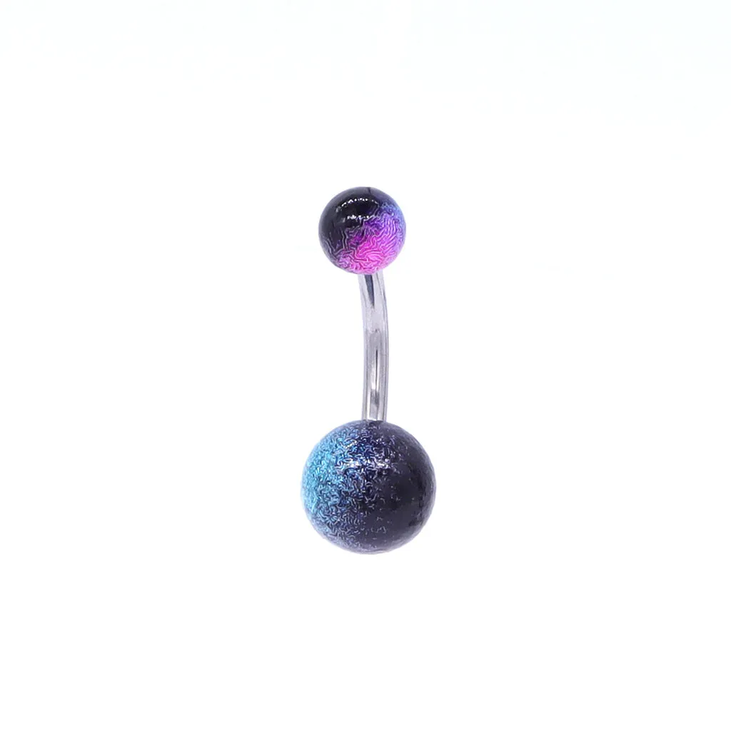 Multi Colour Acrylic Balls Belly Button Navel Ring - Black/Hot Pink