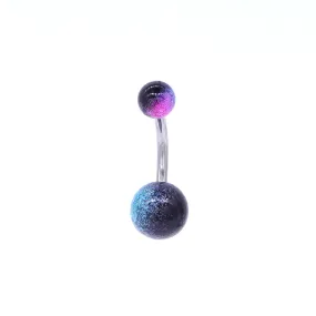 Multi Colour Acrylic Balls Belly Button Navel Ring - Black/Hot Pink