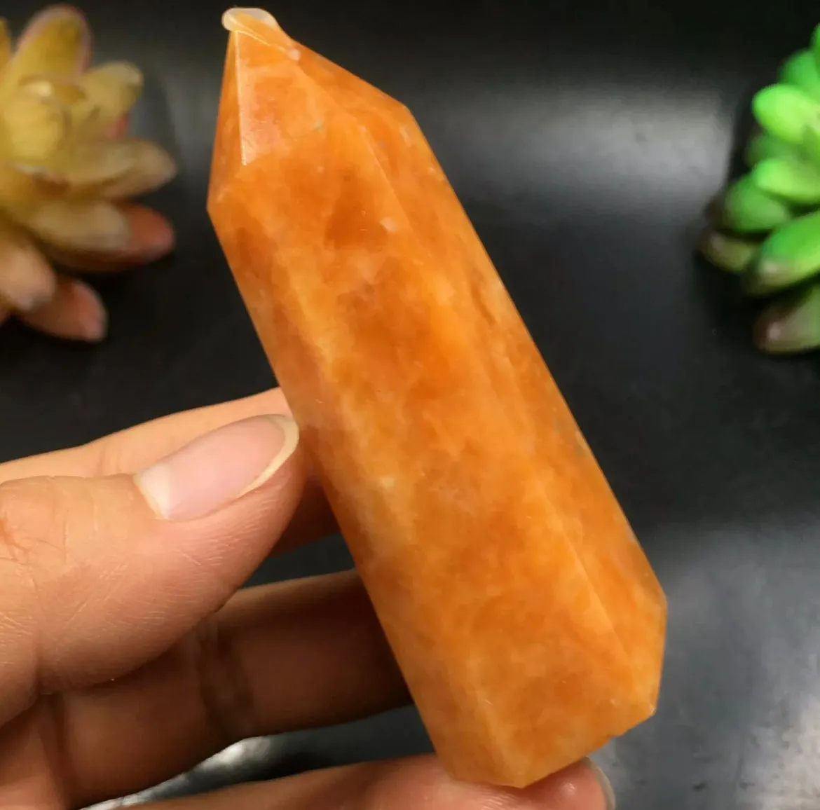 Natural Orange Calcite Crystal Wand