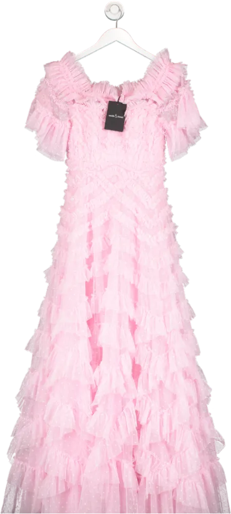 Needle & Thread Pink Lana Off-shoulder Gown UK 8