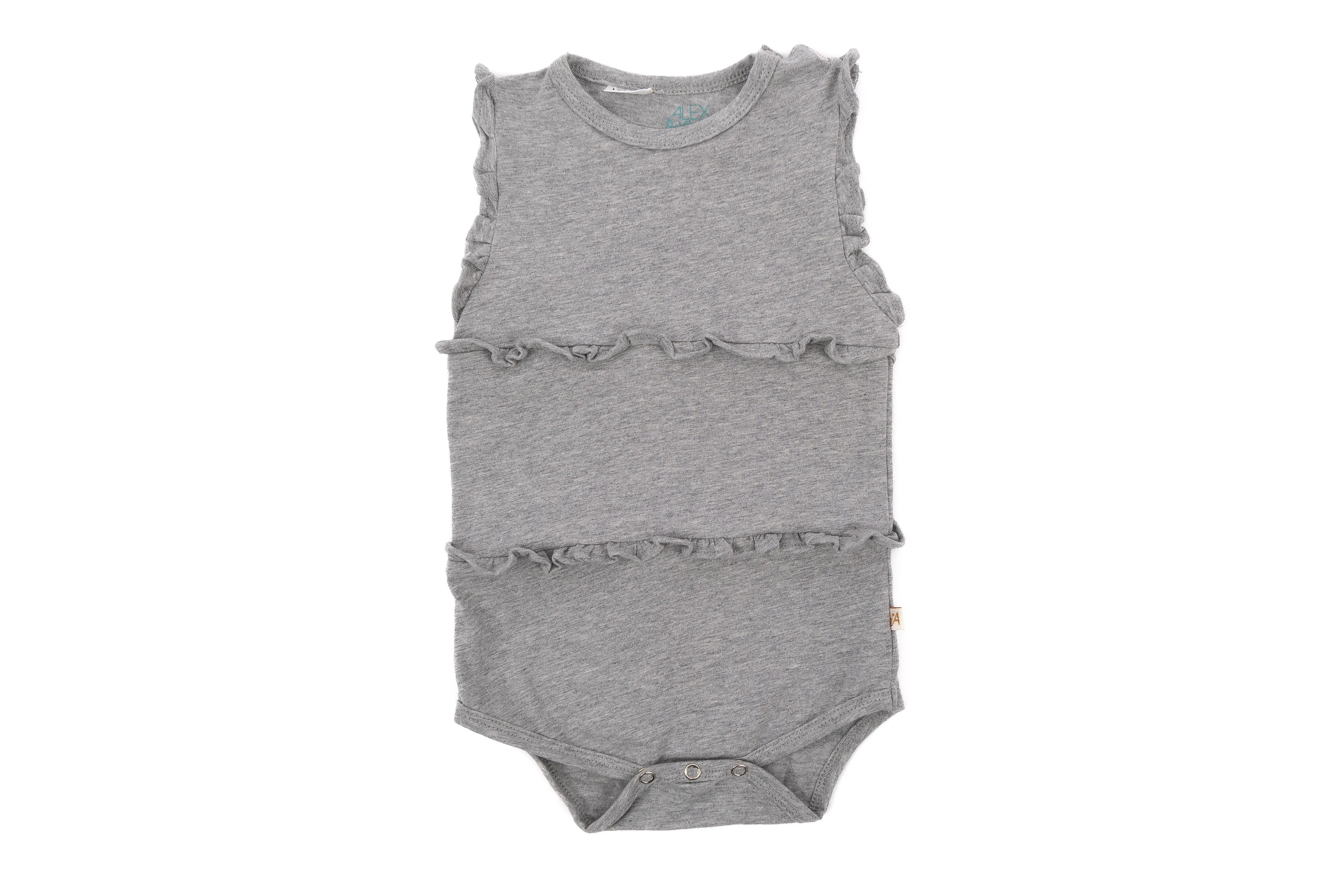 Nellie Frill Romper - Grey Marle